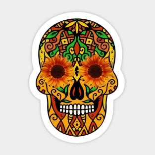 Craneo Dia De Los Muertos. Flower Sugar Skull with Sunflowers Dia De Muertos Shirt Sticker